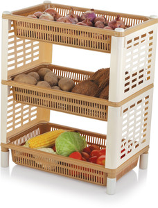 Nabhya Fruits/Vegetables Kitchen Rack Plastic Plastic Garnet 3 ...