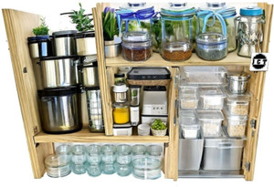 Woodworking Plastic Container Rack JCT AGRICO Containers Kitchen Rack Wood movable natural wooden kitchen ...