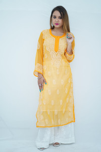 Eba Chikan Women Chikan Embroidery A-line Kurta - Buy Eba Chikan Women ...