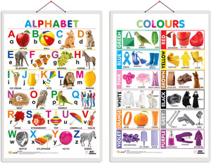 Set of 2 Alphabet and Colours Early Learning Educational Charts for ...