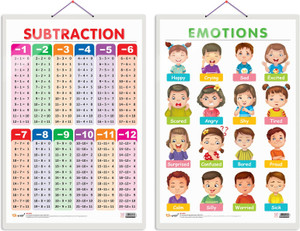 Set of 2 SUBTRACTION and EMOTIONS Early Learning Educational Charts for ...