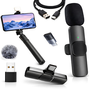 MMAK Youtuber Vlogging Kit, Wireless Mic with LED Selfie Stick for ...