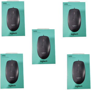 Logitech M90 / 1000 DPI Optical Tracking(Set of 5) Wired Ambidextrous ...