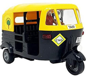 Crafts Export Pull Push Back CNG Auto Rickshaw Toy for Kids ( Black ...