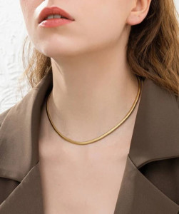 ARyee Gold Plated Stainless Steel Snake Chain Layering Necklace Women ...