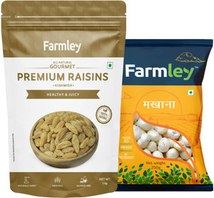 Farmley Premium Raisin 1 Kg, Gold Makhana 250g Combo- 1.25Kg Fox Nut ...
