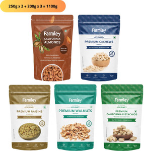 Farmley Dry fruits Combo Pack of Almonds Cashews Raisins Walnuts Pista ...