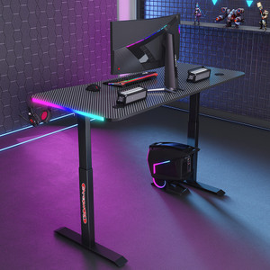 Savya Table SAVYA HOME Electric Height Adj. Engineered Wood, Sit-Stand Desk & RGB ...