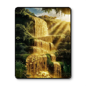 saf Golden Coin Waterfall Painting | Luxury Prosperity & Vastu for Home ...