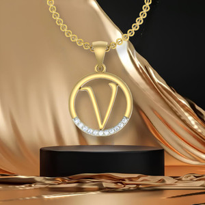 Kanak Initial letter V in Circle Gold plated Jewellery Gold-plated
