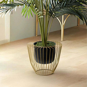 AZIZ UNIVERSAL Golden Decorative Wire Planter Pot with Stand Indoor ...