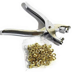 Eyelet Setter Tool & Anvil Punch Kit – 100 Free Eyelets With Washers, Leather Craft