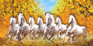 lucky seven horses running at sunrise ll 7 horse vastu poster in vinyl ...