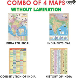 COMBO PACK OF 4 HINDI MAPS (Both Political & Physical) | Maps Set Of 4 ...