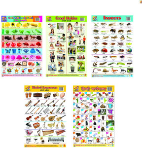 Combo of 5 Learning Charts Colors & Shapes | Good Habits | Hindi ...