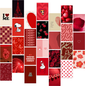 Red Aesthetic Wall Collage Kit - 27 Vintage Pictures for Teens Bedroom ...