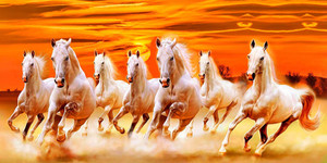 lucky seven horses running at sunrise ll 7 horse vastu poster in vinyl ...