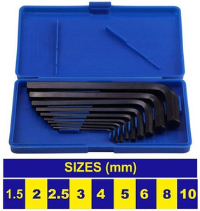 Kshivi 9 Pcs Full Hex Allen Key Kit Bolt Spanner Goti Wrench L Shape ...