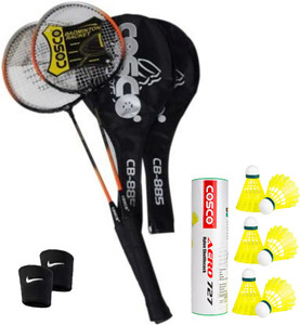 COSCO Badminton Kit - (2 CB-885 Racket, Aero 727