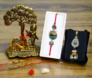 VEDHAHI Bhaiya Bhabhi Bhaiya Bhabhi Rakhi Combo Gift Set 1 Metal ...