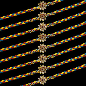 Saugat Traders Designer Pack of 8 Stone Rakhi for Brother with Chawal ...
