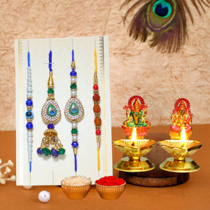 Chhariya Crafts Designer Bhaiya Bhabhi Rakhi Combo Gift Set Assorted ...