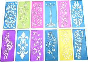 Plastic Rangoli Stencils For Floor Decoration (12x12 Inches In Size- Set Of 4