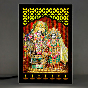 Radha Krishna Pavone Idolo Statua Con Diya Per Puja