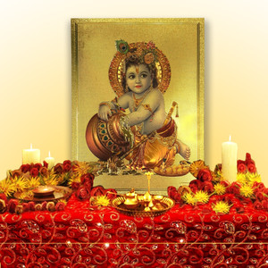 HAWAI Bal Gopal 24k Gold Plated Self Adhesive Poster Sticker Religious ...