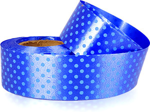BIGWHEEL Pack of 1 (2.5cm X 13.6 Mtr) Dot Print Blue Paper Ribbon Roll ...