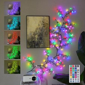 Artificial Leaf Curtain LED String Light, 100 LEDs, 8 Modes, Remote ...