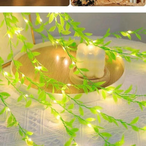 Artificial Vine Leaf Curtain LED String Light, 200L EDs 8 Modes, Remote ...