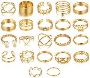 RVM Jewels Adjustable Knuckle Stackable Gold Rings Set 22 Combo Stylish ...