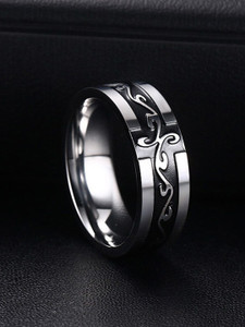 Stainless Steel Celtic Dragon Ring For Men – Polish Combo Band, No Gemstone - View #11