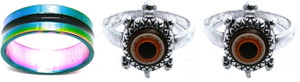 Dynamic Retail Global Set of 3 Rings for Men & Women, Red-Green Copper ...