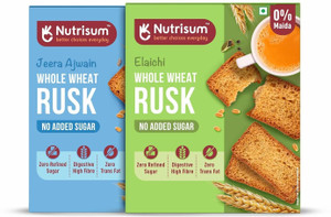 nutrisum Premium Whole Wheat Rusk Jeera, Ajwain & Elaichi Flavour Combo ...