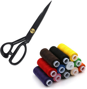 Crafts Haveli Professional Scissor 9 Inch & Sewing Thread 12pc Sewing ...