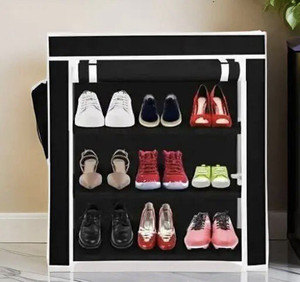 EasyCraft 3 Shelf Shoe Rack with Cover, Chappal Stand Organizer with ...