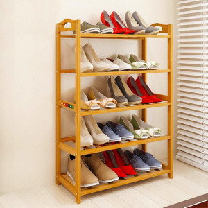 Livzing 5-Tier Multiuse Bamboo Wooden Shoe Rack Slipper Stand Chappal ...