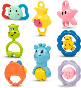 Mira Farmcraft Pack of 7 Rattle Set with Teathers for New Born Babies ...