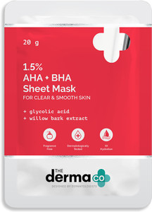 The Derma Co 1.5% AHA + BHA Face Serum Sheet Mask With Glycolic Acid ...