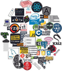 Yuckquee Coding Stickers Pack of 25 Vinyl Reusable Laptop Skin ...