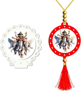 GiftsRange Lord Indra Devendra White Car Dashboard Idol & Red Car ...