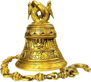 Purpledip Brass Hanging Bell in Ganesha: Antique Design Heavy Temple
