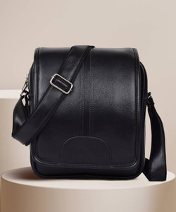 Men's PU Leather Sling Bag | Crossbody Messenger Bag With 4 Pockets | Fits Up To 10" Tablet For Travel & Daily Use