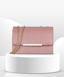 LL Leather Land Women's Sling Bag – Onion Pink, Compact & Water-Resistant