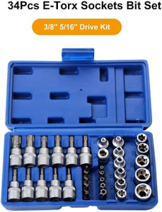 AASONS AASONS 34pcTorx Socket & Bit Set Male Female E & T Sockets with ...