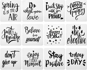 IVANA'S 12 Pieces Plastic Painting Stencils Inspirational Quote ...