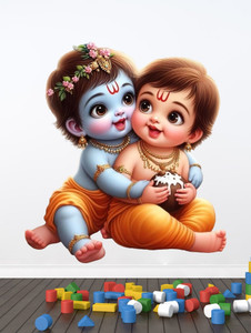 Bal Krishna Sticker Krishna Sticker 48 cm God Krishna Lord Balram Wall Sticker Kids Room ...