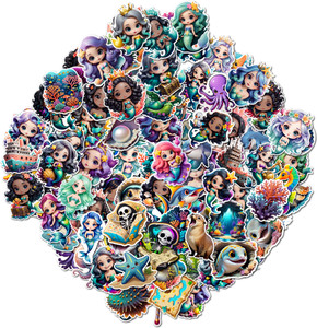 Obita 4.72 cm Ocean Mermaid & Sea Creature Sticker Pack for Laptop ...